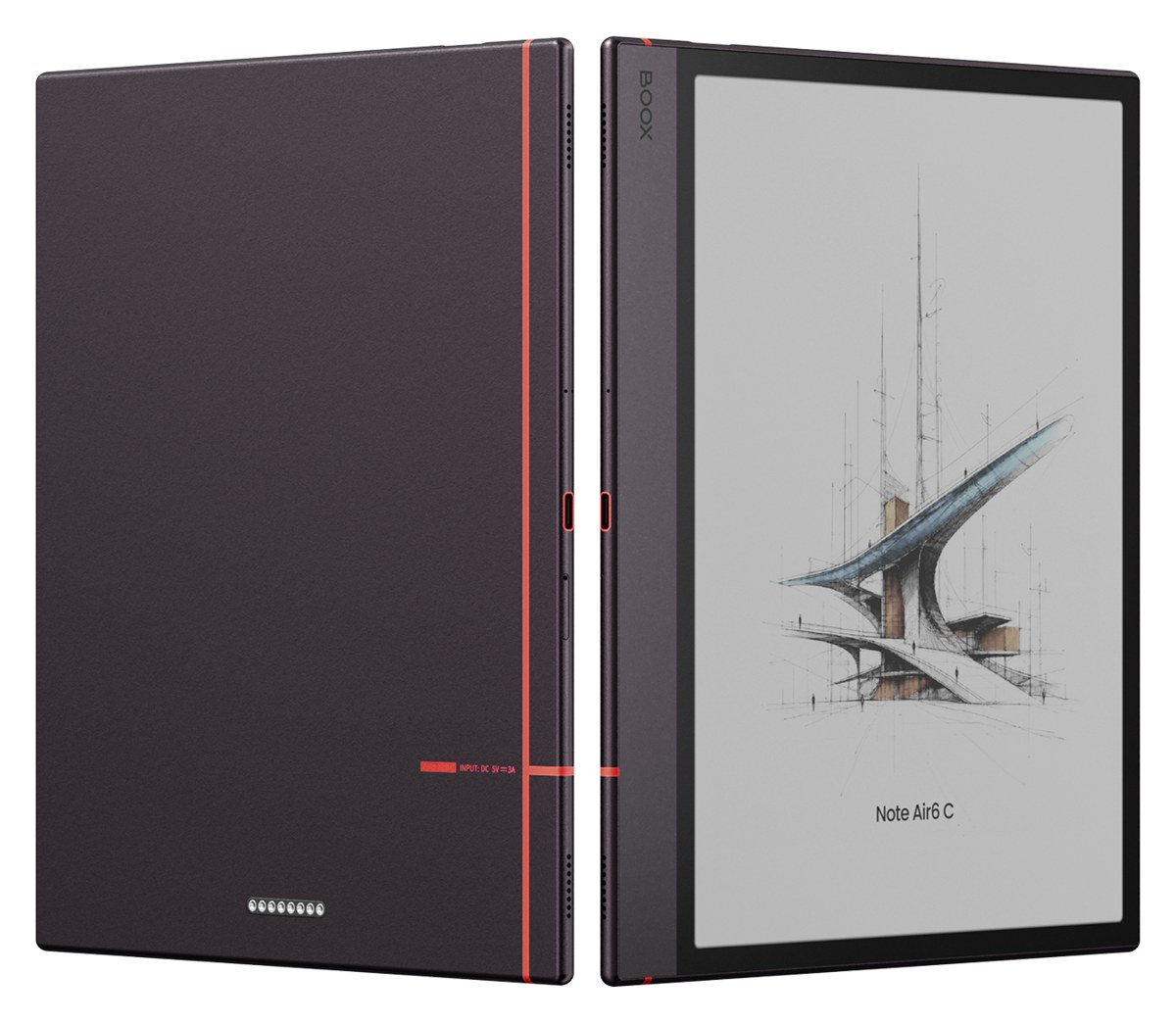 BOOX Note Air 6 C 背面與側面，展示 5.8mm 厚度與銅色點綴