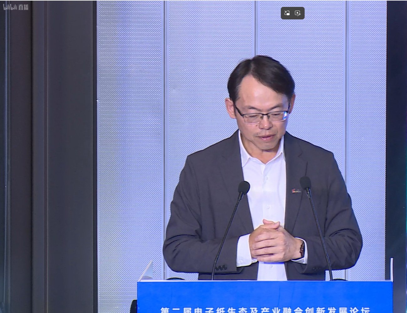 E Ink senior associate vice president Chang Chih-ming speaking at the forum podium