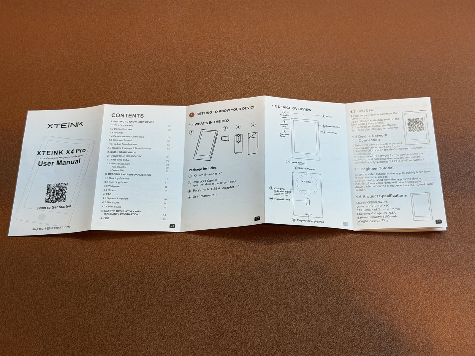 X4 Pro 使用手冊封面與目錄