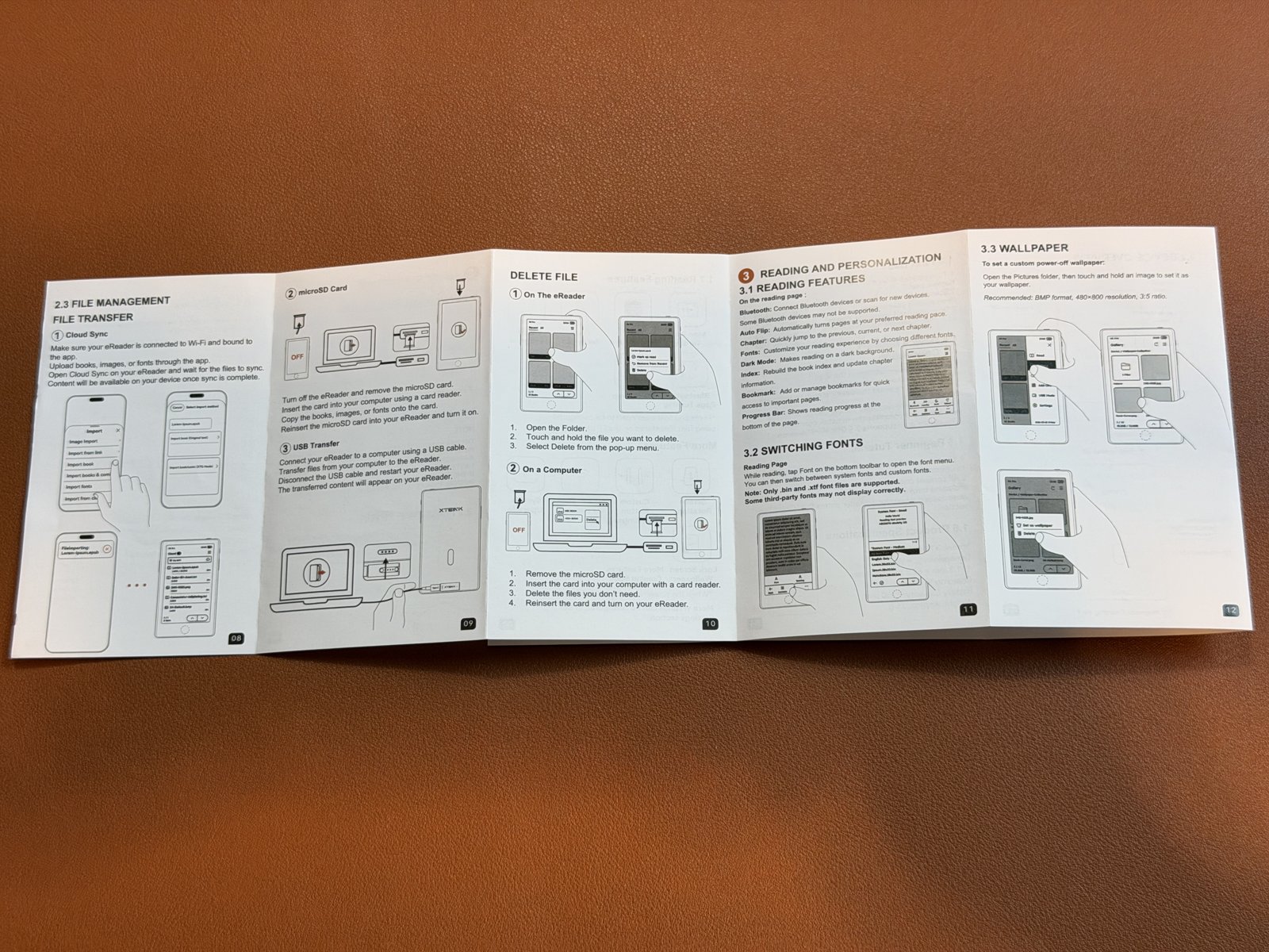 手冊內頁:檔案管理、傳輸與各項功能說明