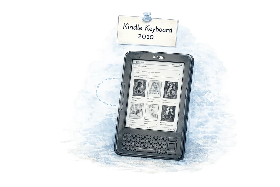 Kindle Keyboard 電子紙閱讀器水彩插圖